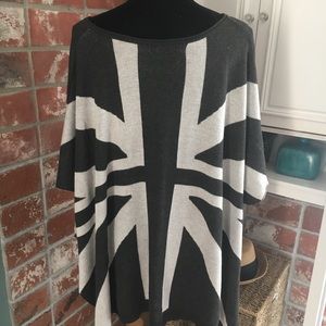 Unique Twist on Union Jack in a Knit Poncho